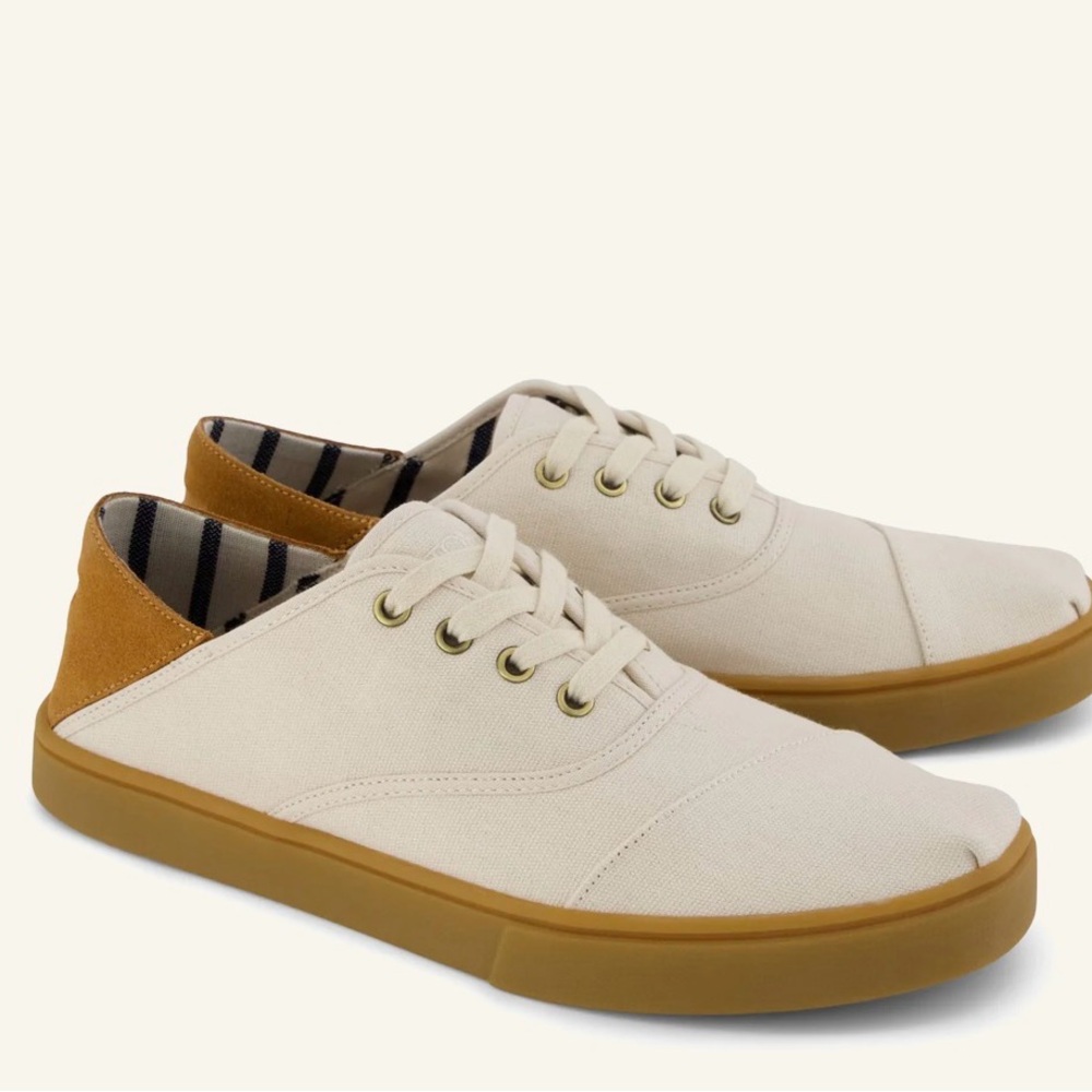 NWT Mens TOMS Cordones plus in Natural canvas 9.5